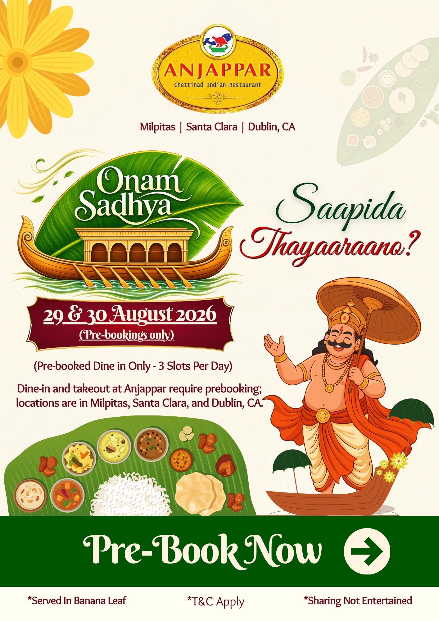 Anjappar Onam Sadhya